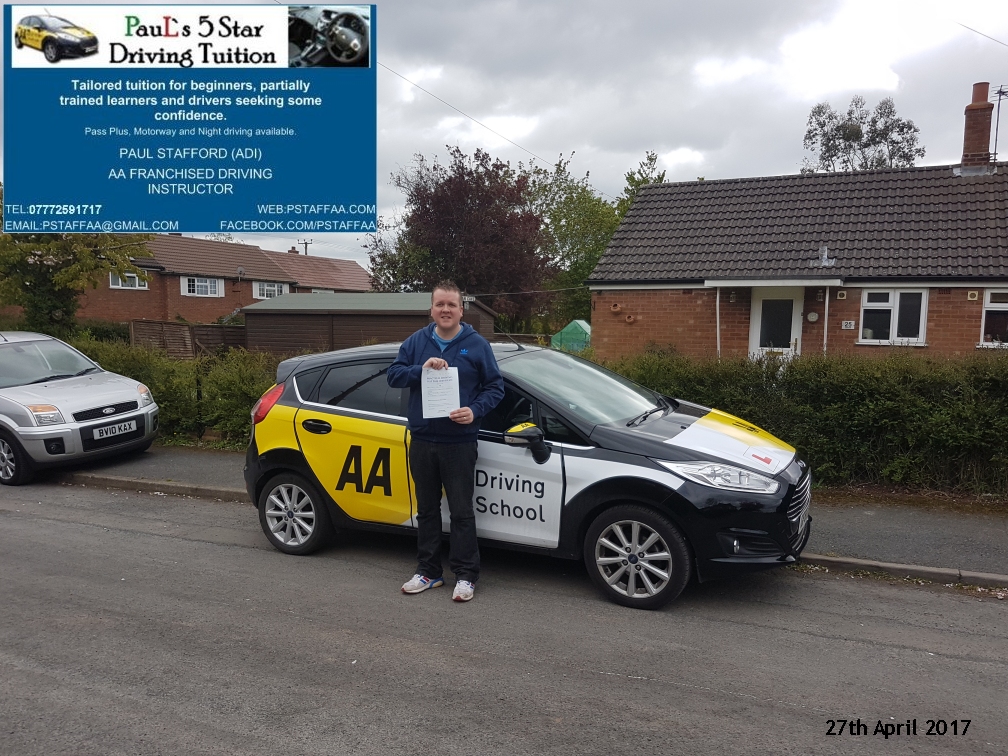 First time test pass pupil stein cochrane with paul's 5 star driving tuition
